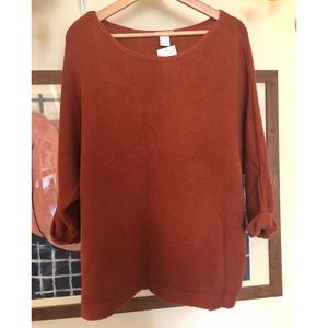H&M Terra cotta knit 3/4 sleeve sweater NWT